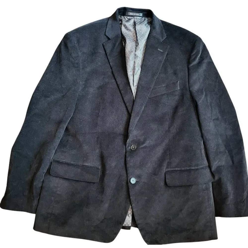 Lauren Ralph Lauren Jacket Men's 43R Black Corduroy Elbow Patch Sport Coat